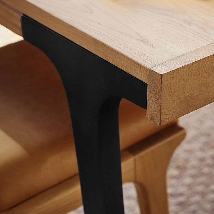 Lakin 61"-99" White Oak Wood Extendable Dining Table