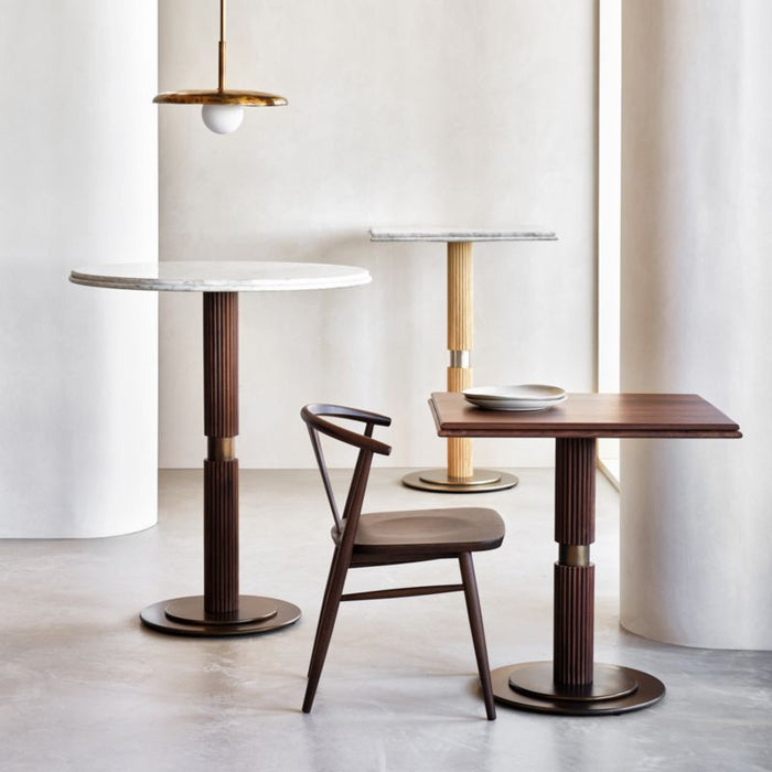 Chelsea 36" Carrara Marble and Walnut Round Bistro Dining Table