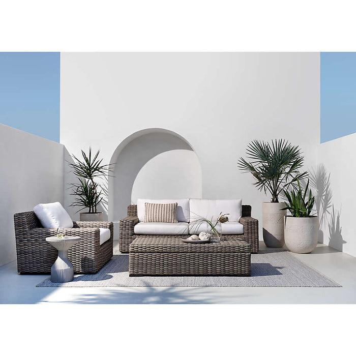 Abaco 83" Resin Wicker Outdoor Sofa with Canvas Natural Sunbrella ® Cushions