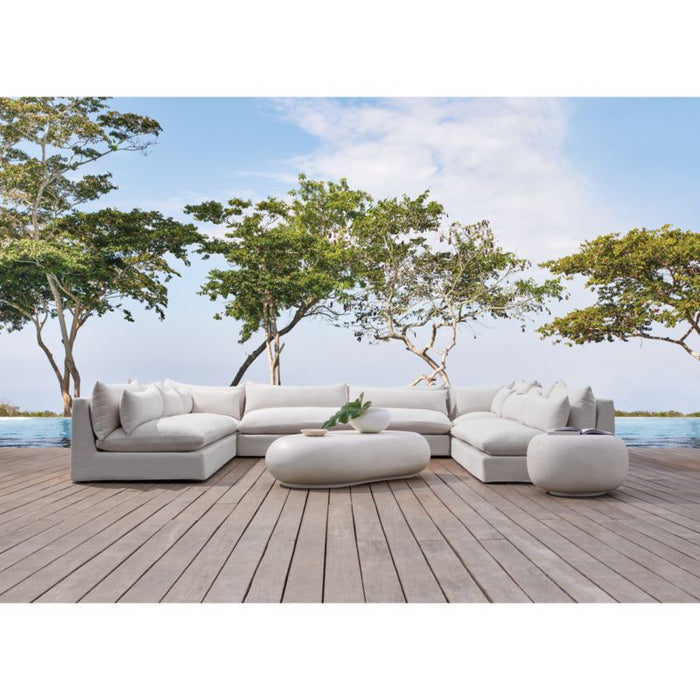 Pebble White Concrete 59" Oval Indoor/Outdoor Coffee Table by Leanne Ford