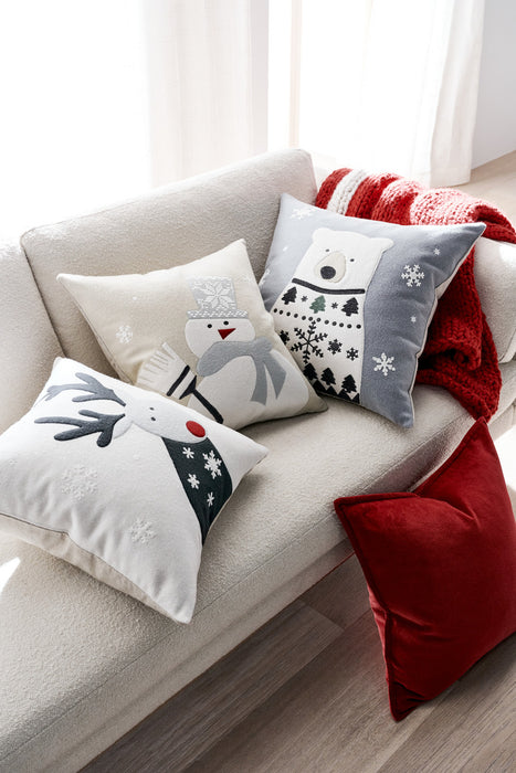 Christmas Polar Bear Throw Pillow Cover 23"x23"