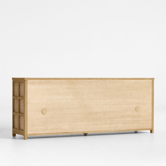 Campagna 76" Rattan and Natural Oak Wood Storage Media Console