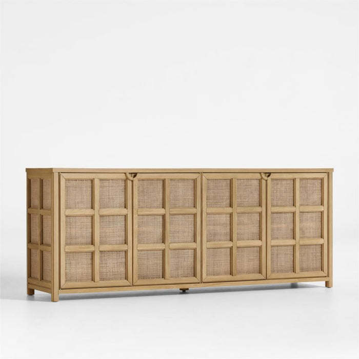 Campagna 76" Rattan and Natural Oak Wood Storage Media Console