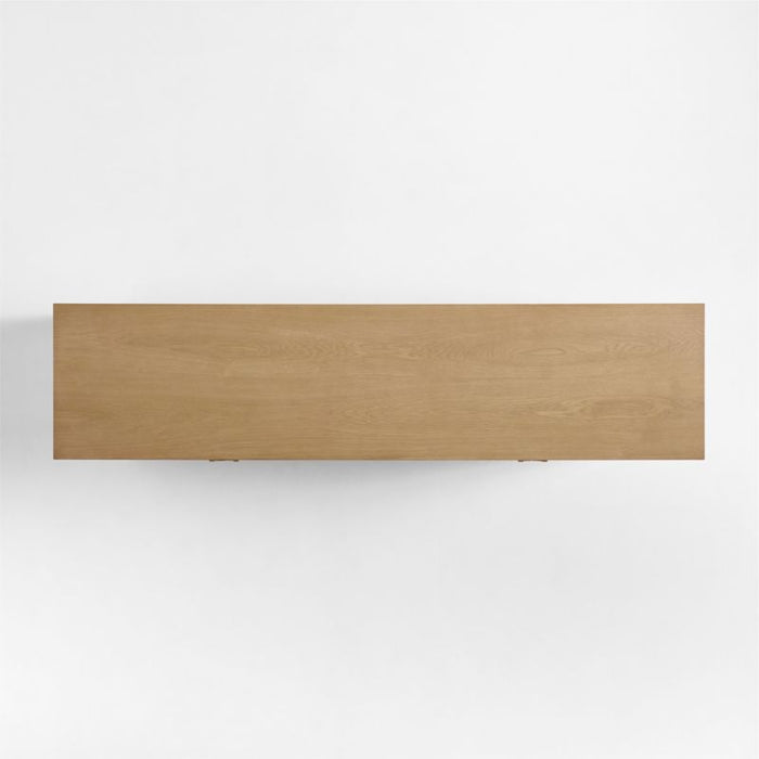 Campagna 76" Rattan and Natural Oak Wood Storage Media Console
