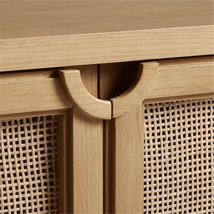 Campagna 76" Rattan and Natural Oak Wood Storage Media Console