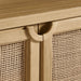 Campagna 39" Rattan and Natural Oak Wood 3-Shelf Storage Bookcase Cabinet