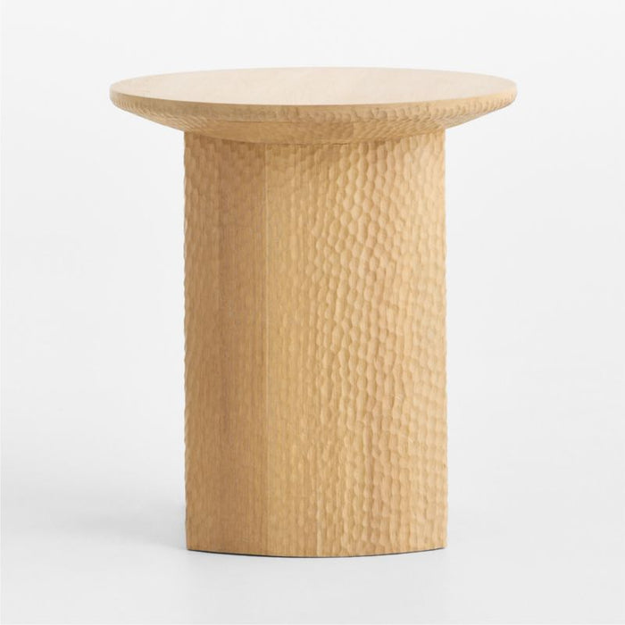 Canberra Carved White Oak 20" Side Table
