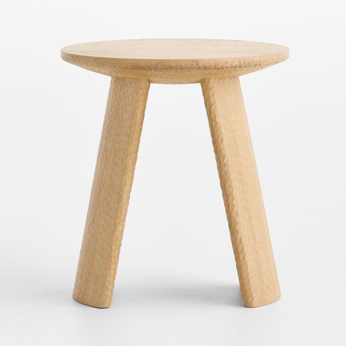 Canberra Carved White Oak 20" Side Table