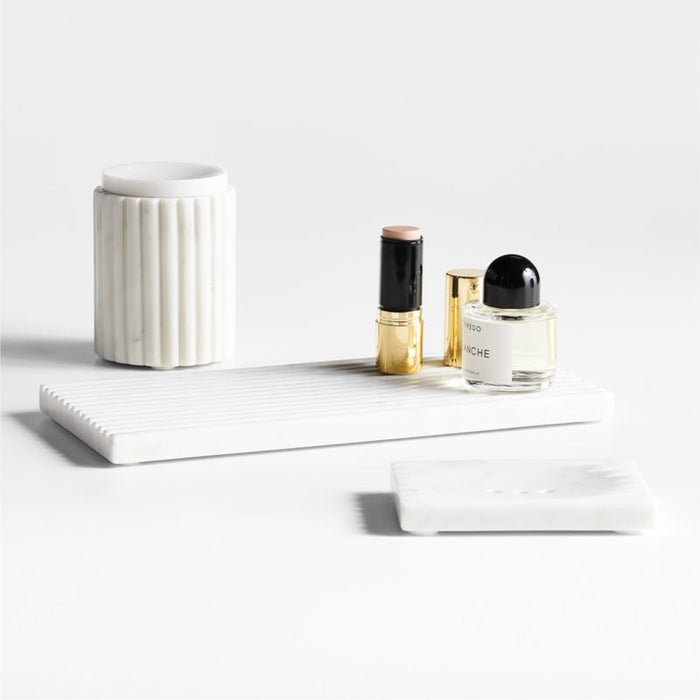 Carmen Fluted White Marble Tissue Box
