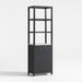 Carmen Tall White Marble Shelf and Black Ash Wood Bathroom Storage Tower