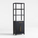 Carmen Tall White Marble Shelf and Black Ash Wood Bathroom Storage Tower