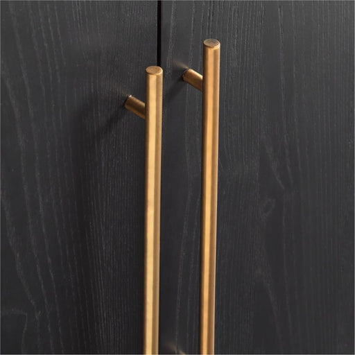 Carmen Tall White Marble Shelf and Black Ash Wood Bathroom Storage Tower