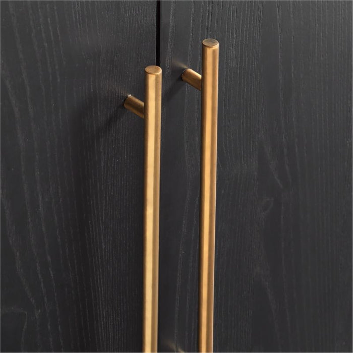 Carmen Tall White Marble Shelf and Black Ash Wood Bathroom Storage Tower