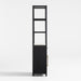 Carmen Tall White Marble Shelf and Black Ash Wood Bathroom Storage Tower