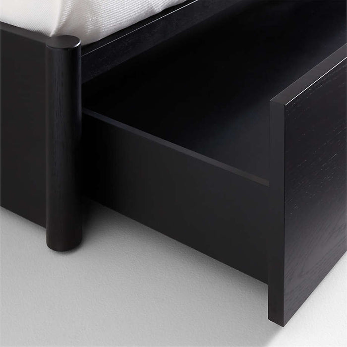 Casa Black Oak Wood Queen Storage Bed with Outlet