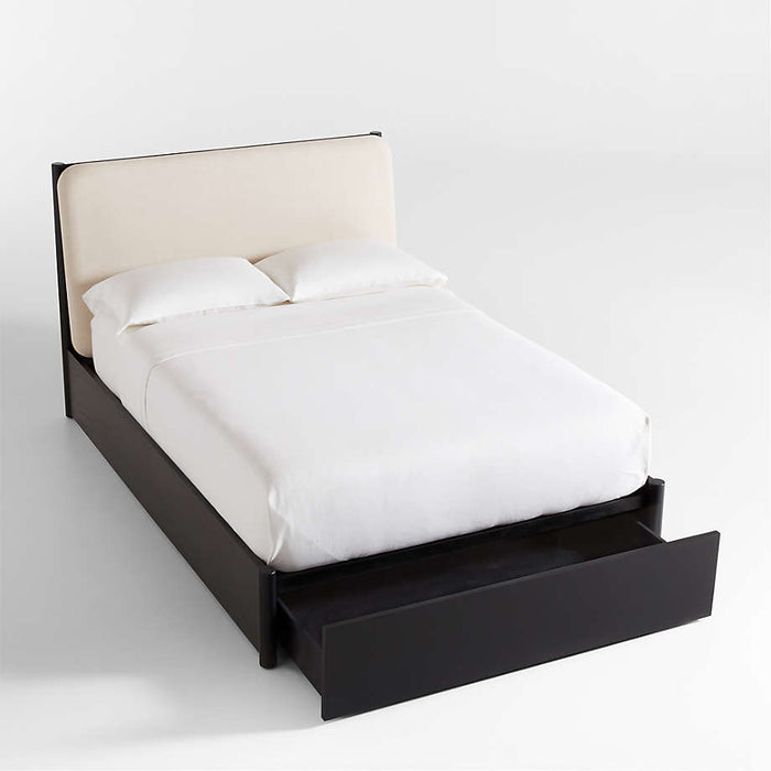 Casa Black Oak Wood Queen Storage Bed with Outlet
