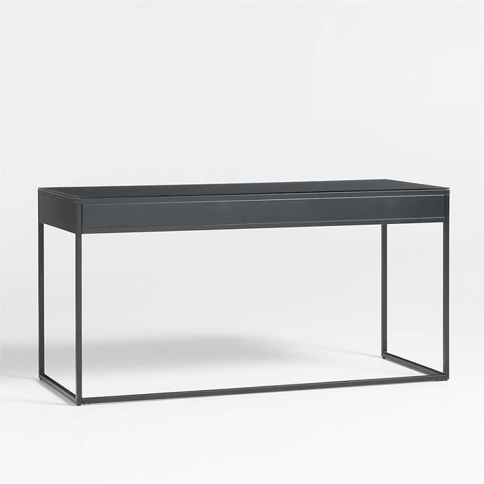 Casement 60" Black Metal Desk with Glass Top