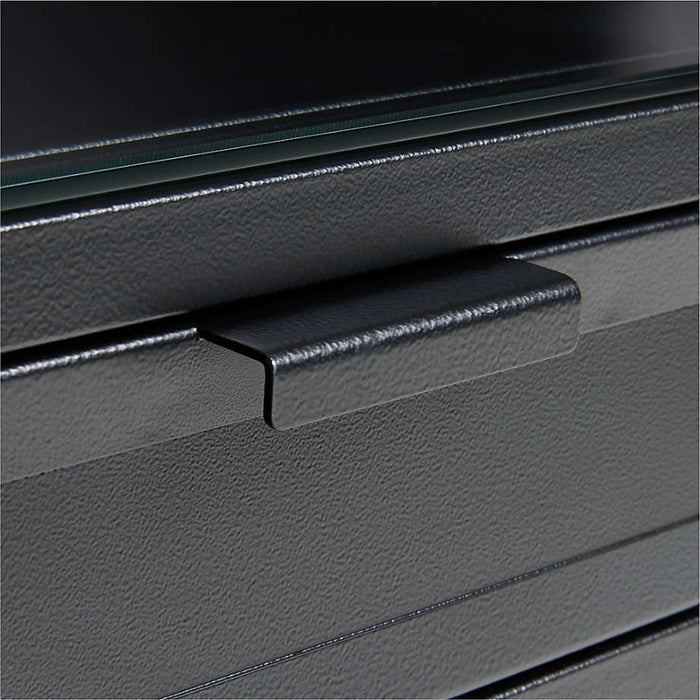 Casement 60" Black Metal Desk with Glass Top
