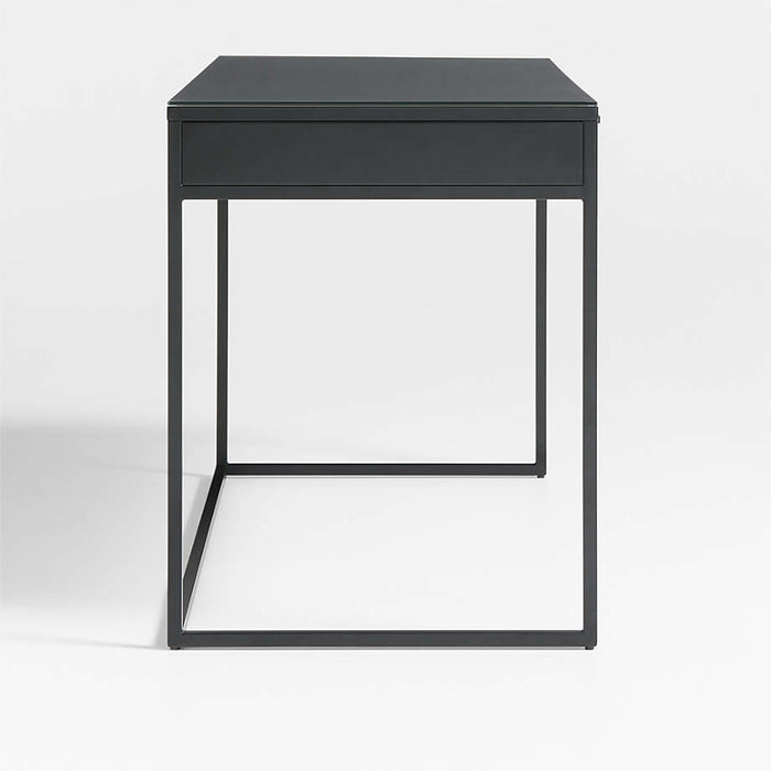 Casement 60" Black Metal Desk with Glass Top