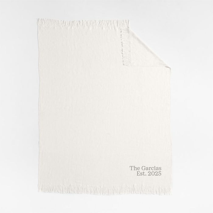 Casual Textured Fringe 70"x55" Arctic Ivory Throw Blanket
