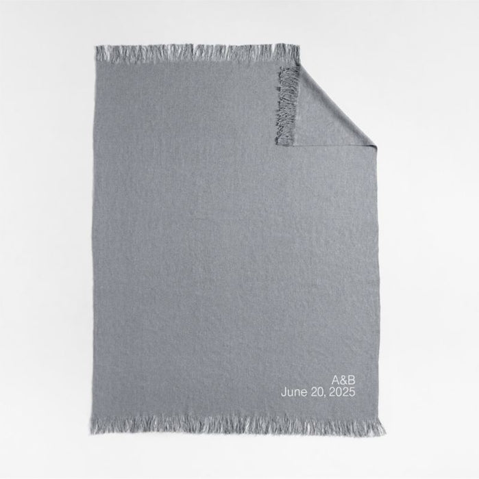 Casual Textured Fringe 70"x55" Smoke Blue Throw Blanket
