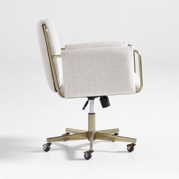 Caterina Natural Upholstered Office Chair with Brass Base