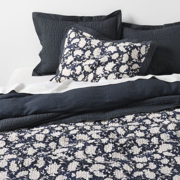 Celeste Organic Cotton Midnight Navy Floral Euro Bed Pillow Sham