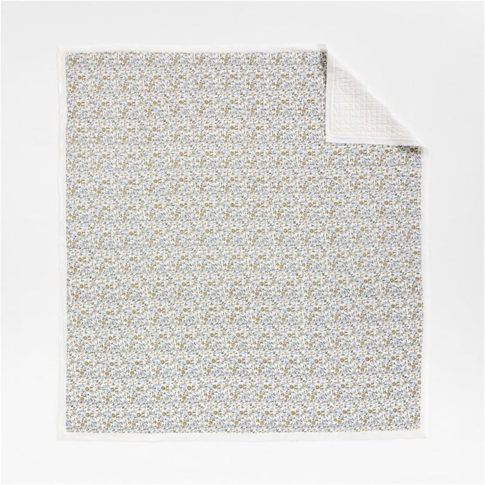 Celeste Organic Cotton Blue Vine Print King Quilt