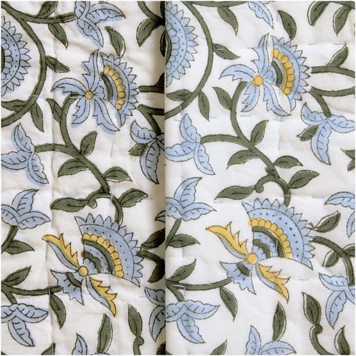 Celeste Organic Cotton Blue Vine Print Standard Quilted Bed Pillow Sham