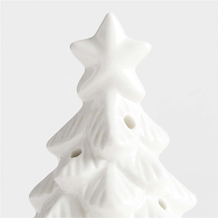 LED Mini White Ceramic Christmas Tree