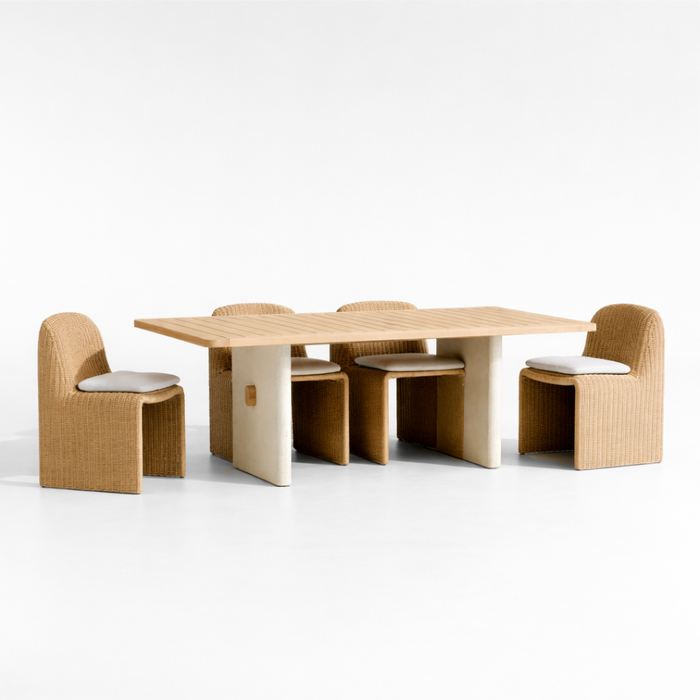 Ipanema 86" Outdoor Dining Table with Wicker Dining Chairs