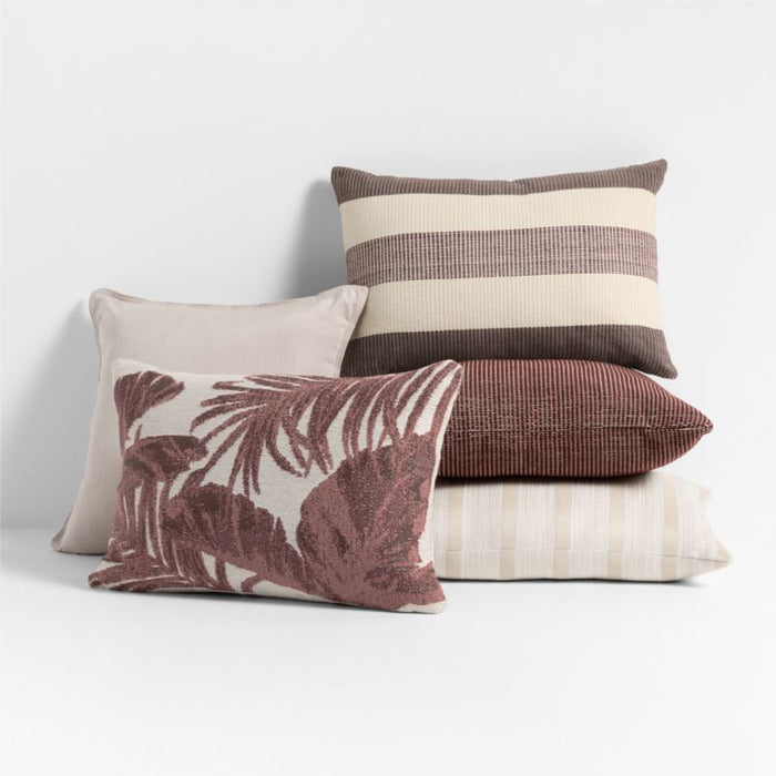 Sunbrella ® Flashy Stripe 24"x16" Sand Beige Outdoor Throw Pillow