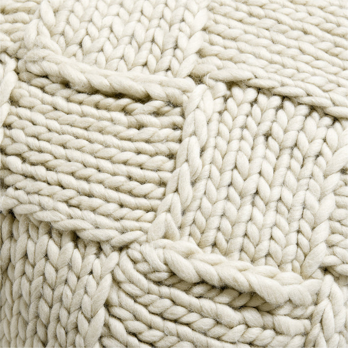 Chunky Melange Wool Knit 23"x23" Arctic Ivory Throw Pillow Cover