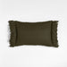Chunky Woven Wool Fringe 22"x15" Burnt Green Throw Pillow Cover