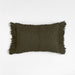 Chunky Woven Wool Fringe 22"x15" Burnt Green Throw Pillow Cover