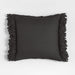 Chunky Woven Wool Fringe 23"x23" Storm Grey Throw Pillow Cover