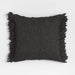 Chunky Woven Wool Fringe 23"x23" Storm Grey Throw Pillow Cover