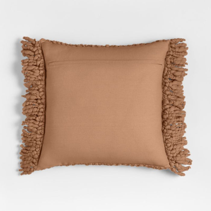 Chunky Woven Wool Fringe 23"x23" Sierra Tan Throw Pillow Cover