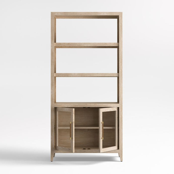 Clairemont 38" Natural Wood 3-Shelf Storage Bookcase