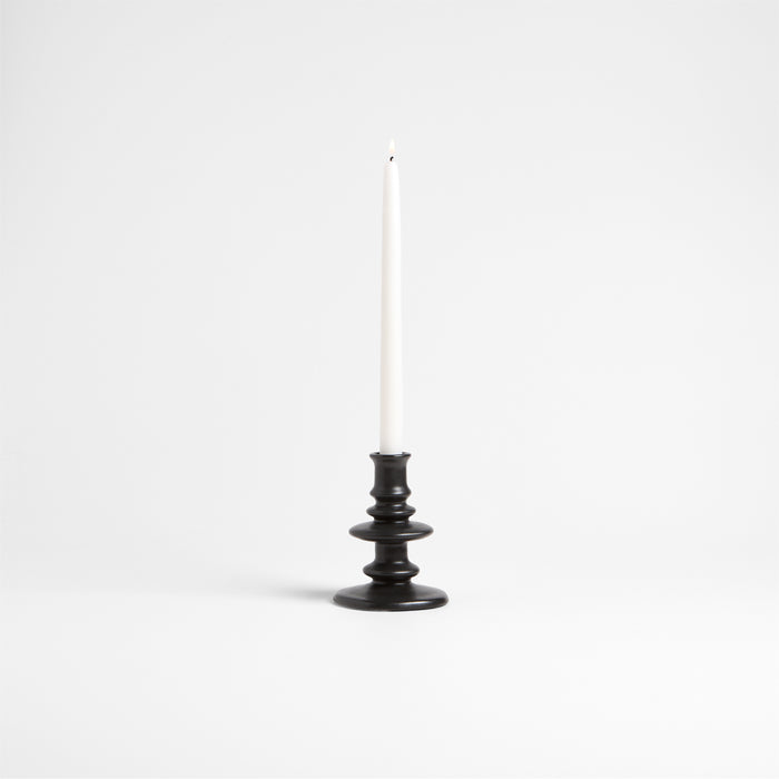 Cortana Small Charcoal Earthenware Taper Holder 5.5"