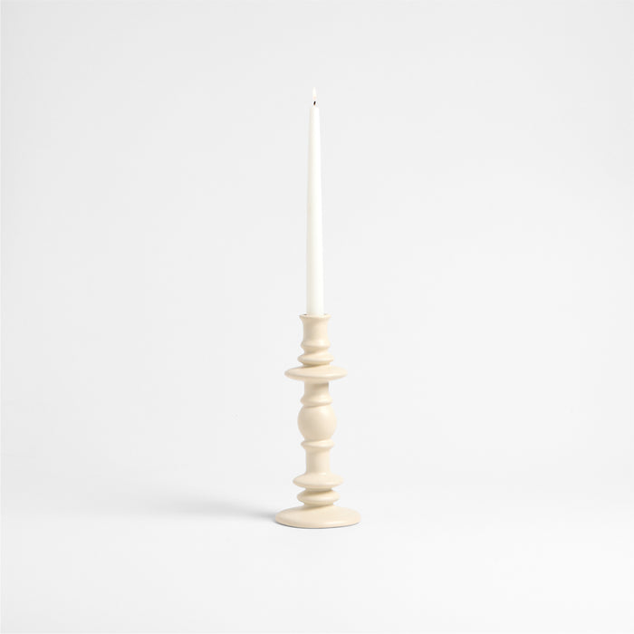 Cortana Large Off-White Earthenware Taper Holder 10.25"