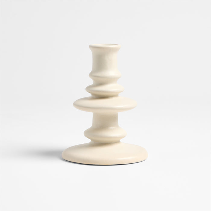 Cortana Small Off-White Earthenware Taper Holder 5.5"