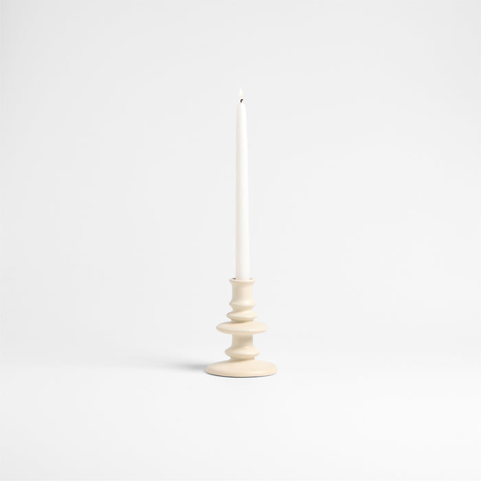 Cortana Small Off-White Earthenware Taper Holder 5.5"