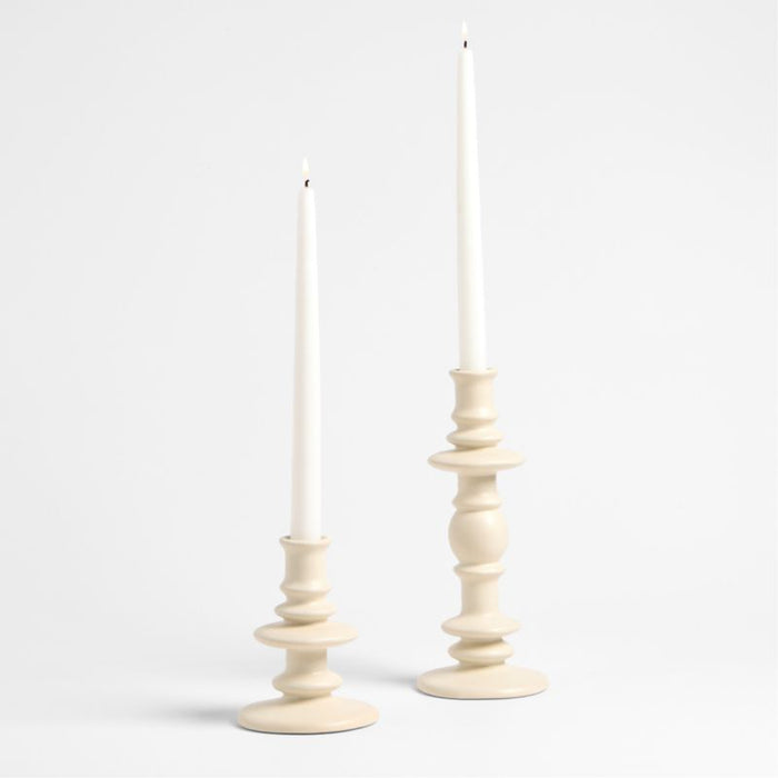 Cortana Large Off-White Earthenware Taper Holder 10.25"