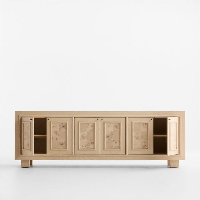 Cotswold 85" Natural Oak and Burl Storage Media Console