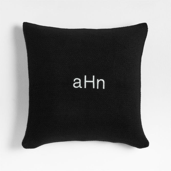 Organic Cotton Basketweave 20"x20" Ink Black Throw Pillow Cover