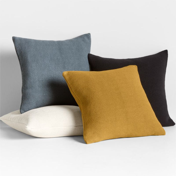 Organic Cotton Basketweave 20"x20" Ink Black Throw Pillow Cover