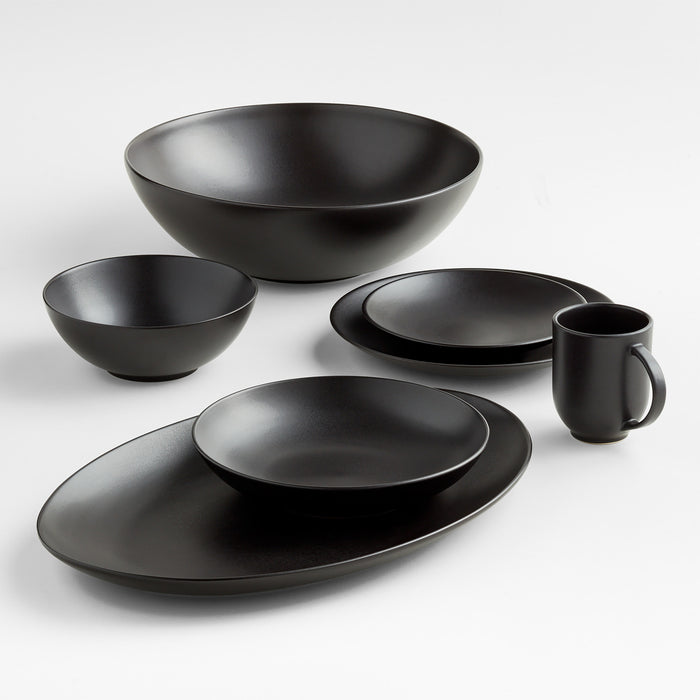 Craft Matte Black Stoneware Low Bowl