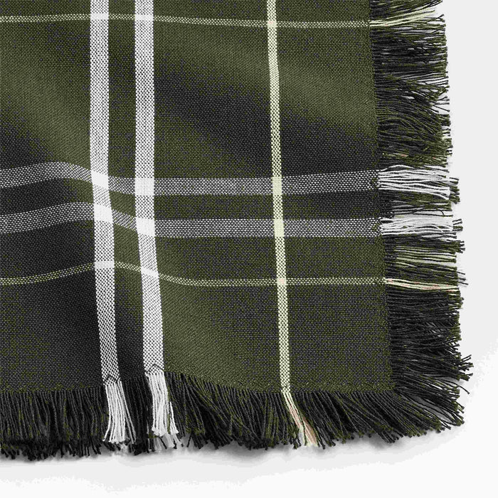 Craft Green Plaid Organic Cotton Fringe Dinner Napkin