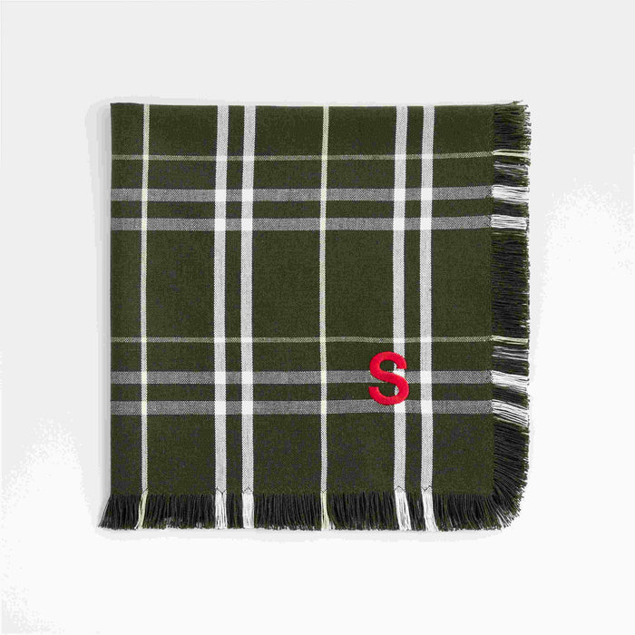 Craft Green Plaid Organic Cotton Fringe Dinner Napkin